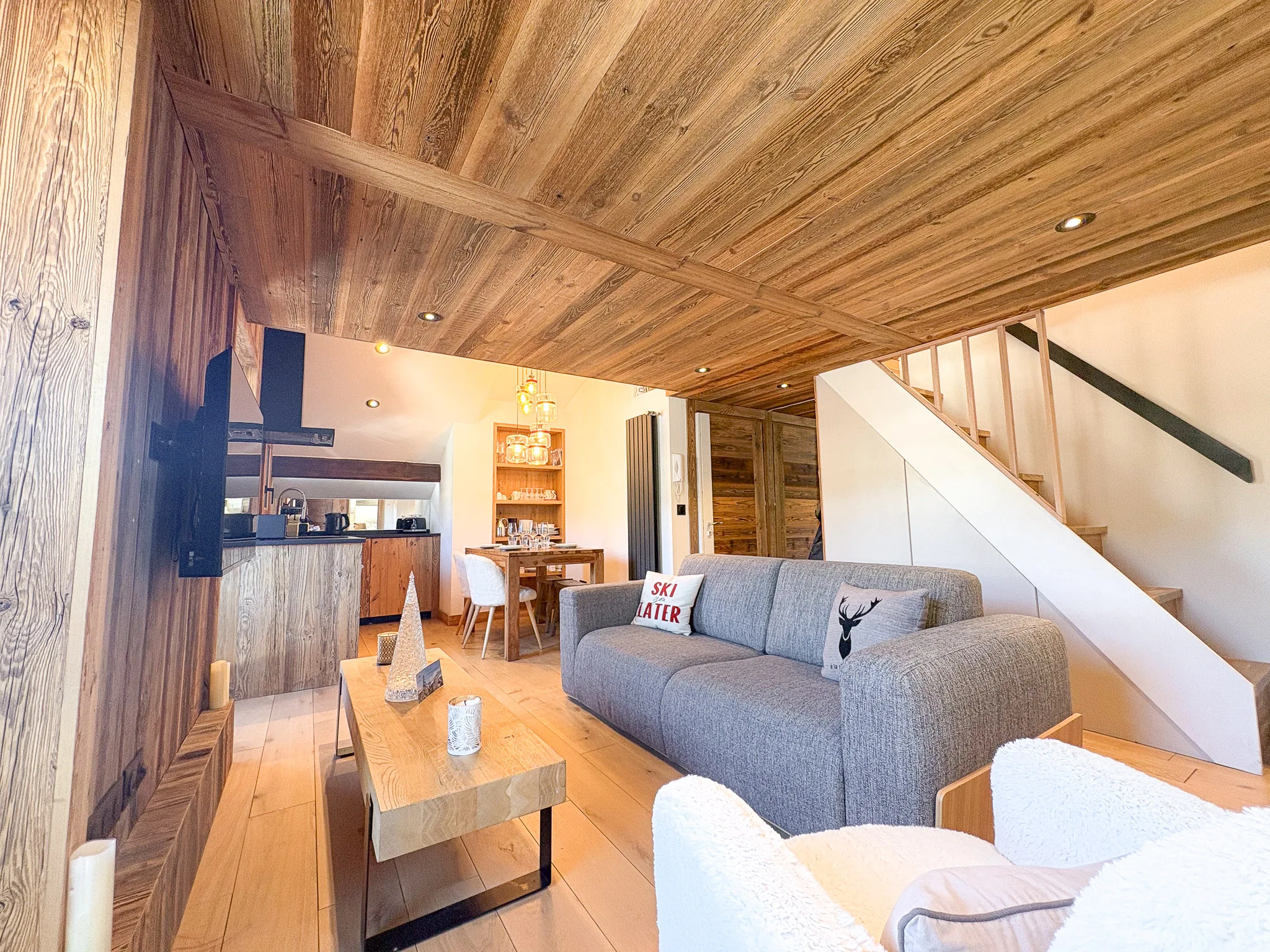 Salon appartement central Megeve Les Peupliers