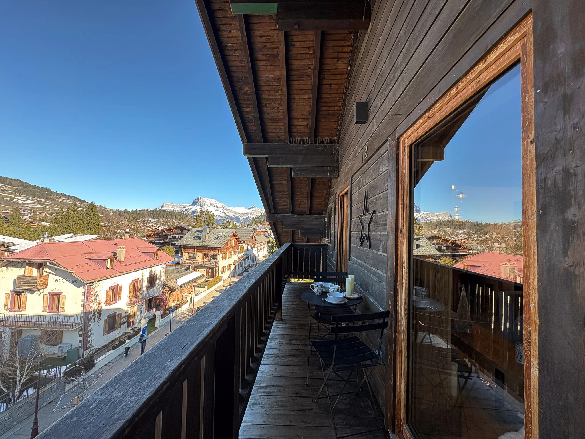 Balcon appartement central Megeve Les Peupliers
